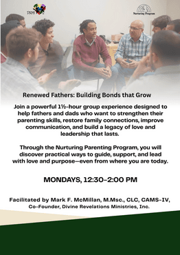 Parenting-related DRMI flyer for fathers and building bonds.